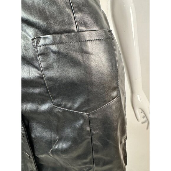 Sadie Robertson Collection Womens Black Faux Leather Mini Skirt Wild Blue Medium - Picture 7 of 16
